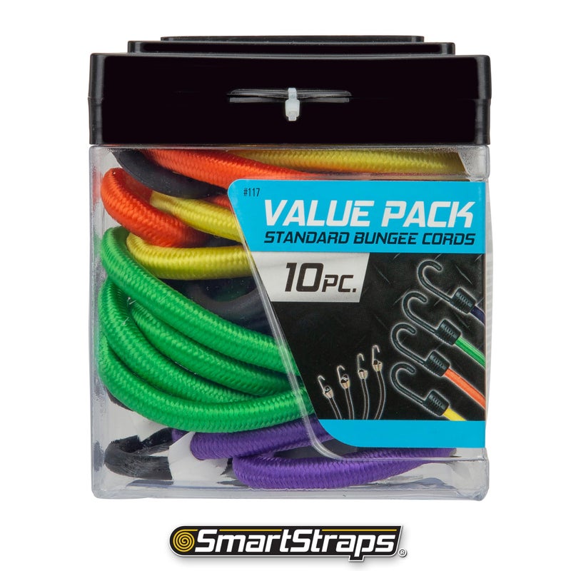 SmartStraps Adjustable Bungee Cord, Assorted Colors, 10 Pack â€“ Includes Two 12â€, Two 24â€, One 36â€, One 48â€, and Four Mini Bungee Cords â€“ Ideal for Securing Luggage, Gas Cans, and Coolers to Vehicles - Image 4